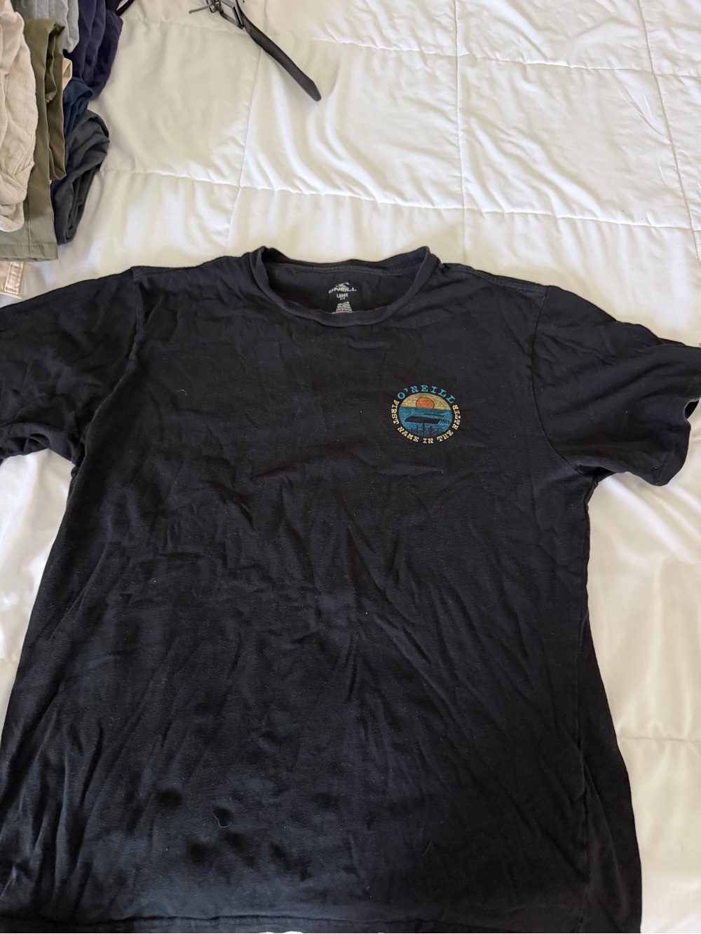 O'Neill Black Short-Sleeve Tee with Small Sunset Chest Graphic